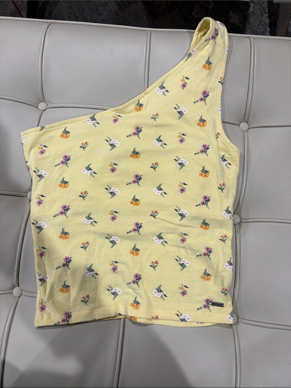 Hollister Yellow One-Shoulder Floral Tank Top